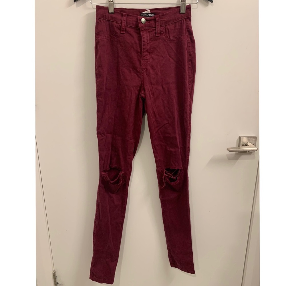 2/$50 Fashion Nova Burgundy Canopy Jeans
